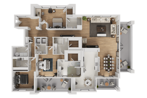 Floor plan for 3 beds, 4.5 baths, 2911 sqft